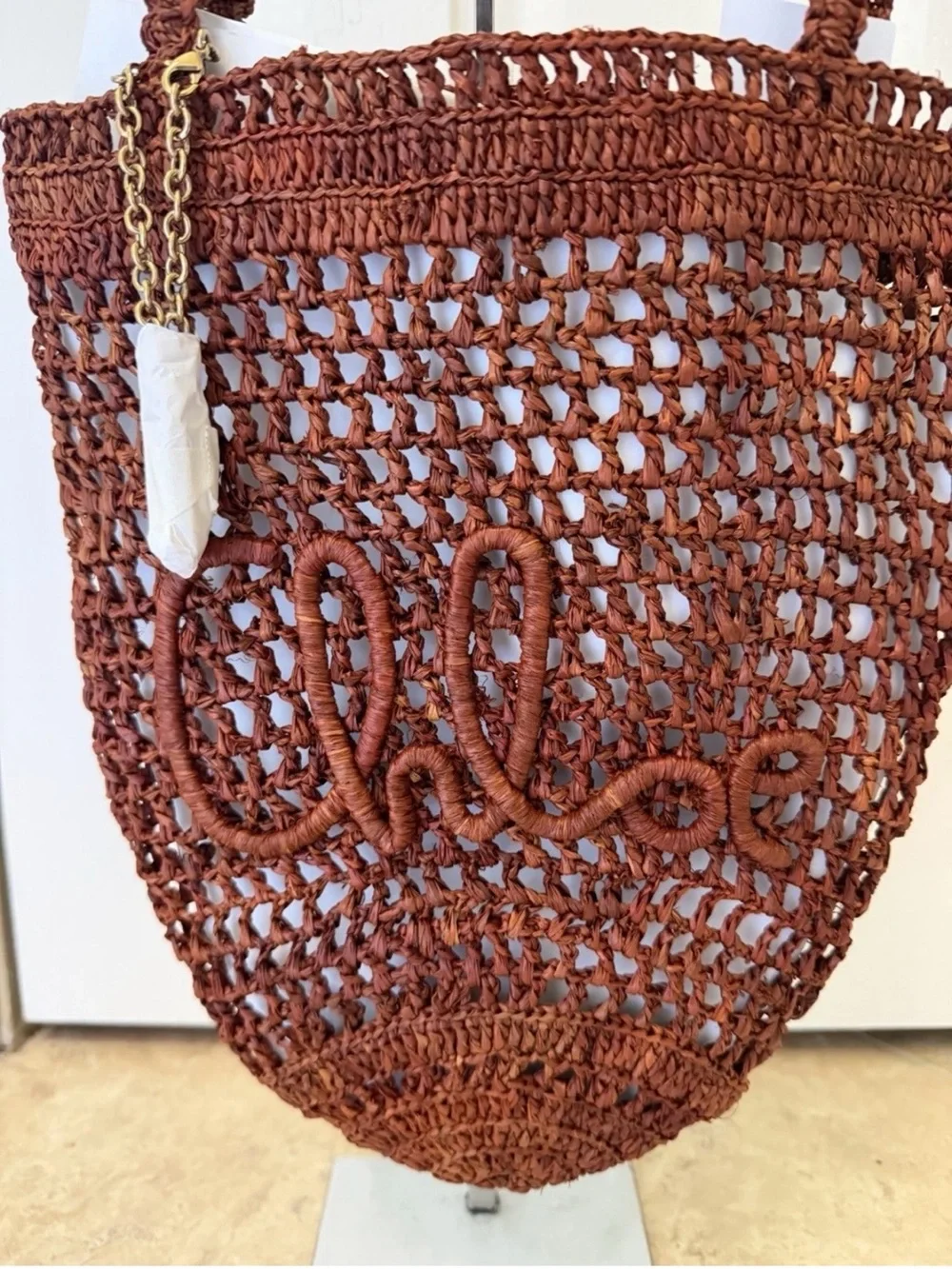 Chloe small summer Banana crocheted raffia tote
